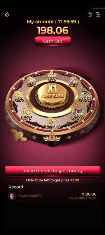 Rajwin Game App mobile interface on Android device showing login and sign up options